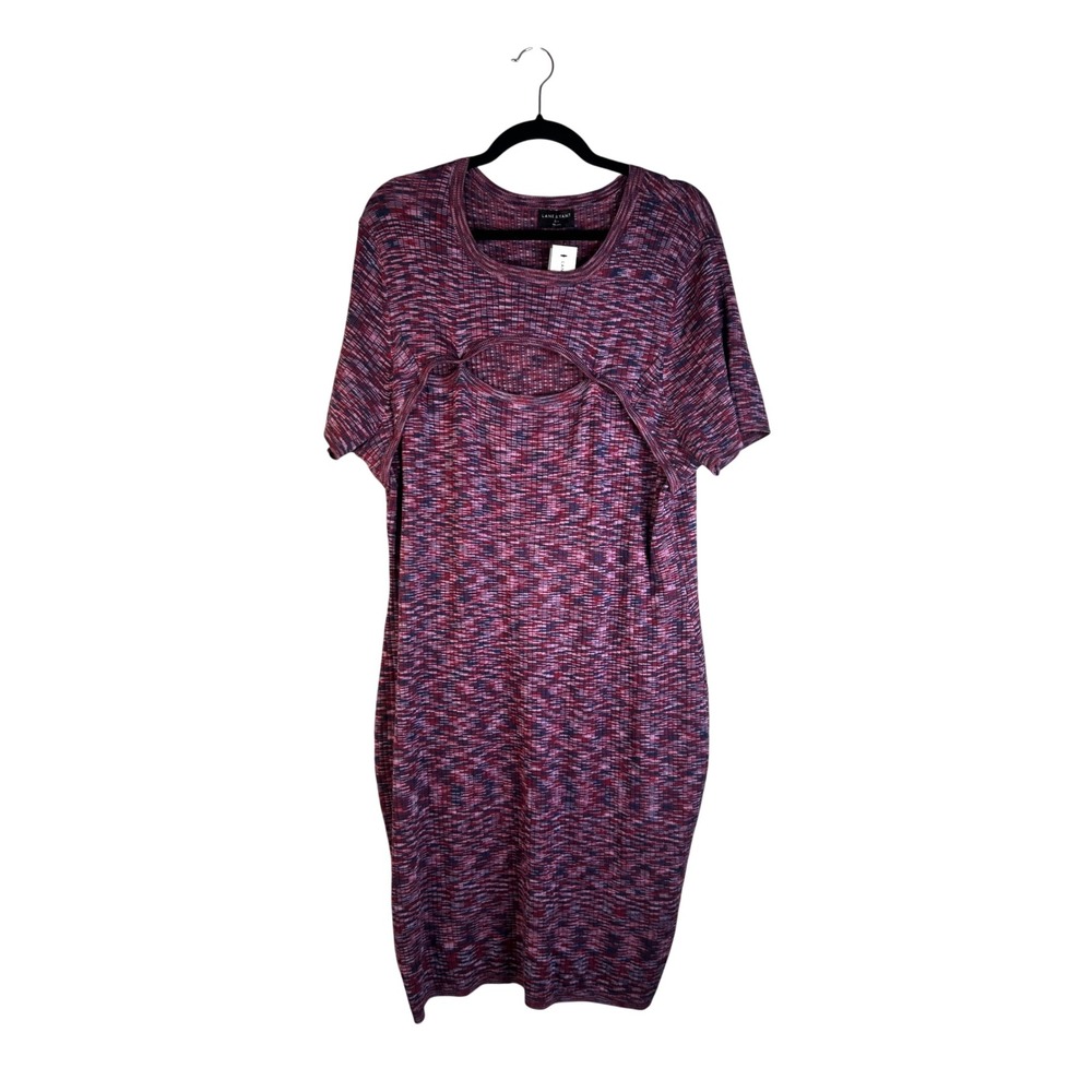 Lane Bryant Purple Space Dye Cutout Ribbed Knit Sweater Dress Size 22/24 New!